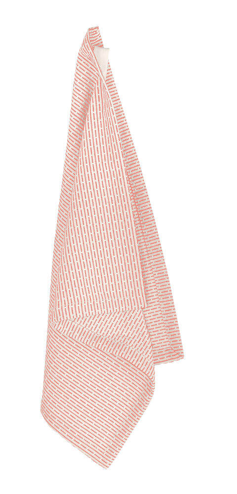 Kitchen cloth in 100% organic cotton. The entire product is plastic free, including the thread and the label. Can be used as a kitchen cloth, a small guest towel or wash cloth for face and hands. Choose from many two tone woven colours, including dark grey, light grey, stone, blue grey, dark blue and stone rose. Seen here in stone coral. 35 x 30cm