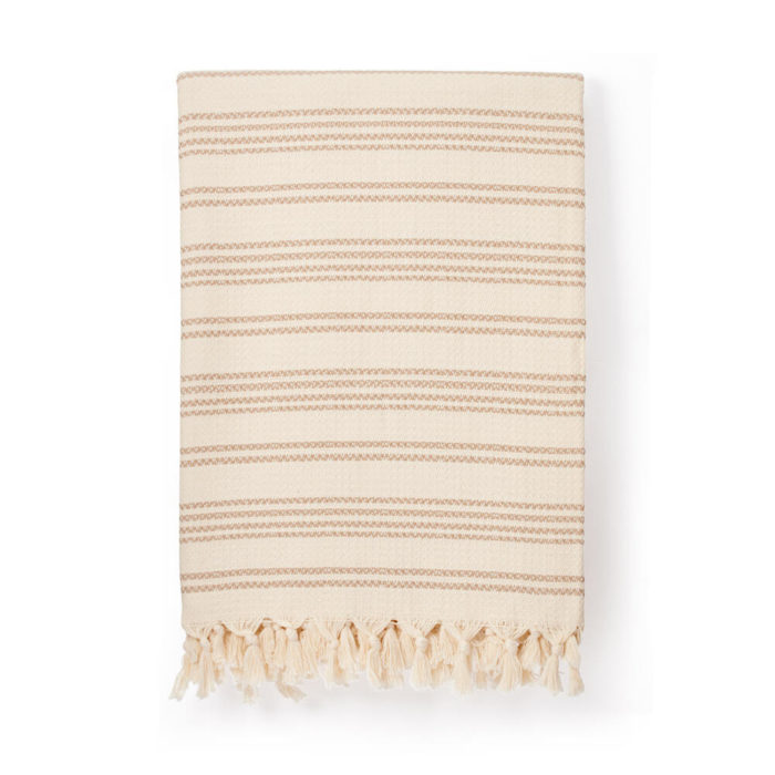Hilmi Turkish cotton blanket in cream. Traditionally woven in Turkey.