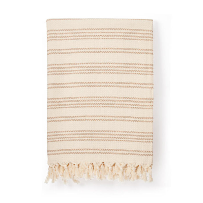 Hilmi Turkish cotton blanket in cream. Traditionally woven in Turkey.