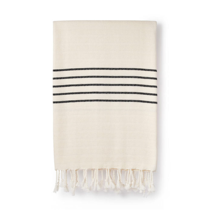 Turkish peshtemal handmade in bamboo and (non GMO) cotton blend. Beautiful as a minimalist yet luxurious bathroom towel, scarf or blanket. Pack down small and dries fast. 95 x 190 cm