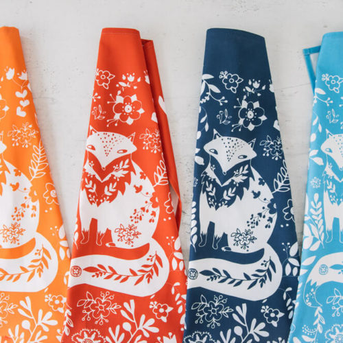 Funky tea towels - Fox is a cute and fun animal print cotton tea towel, available in several bright colours. Inspired by 60s and 70s Scandinavian folklore. 70 x 50cm