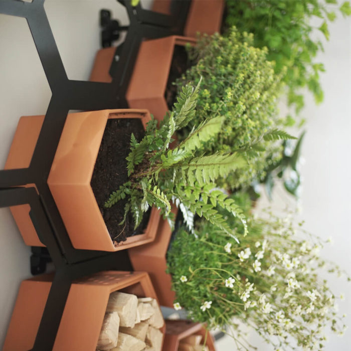 This vertical planter makes a statement in your natural interior, for a welcoming and restorative atmosphere. Achieve a botanical style that's long lasting and easy to care for. An ideal interior living wall kit consisting of just the right number of terracotta planters and frames for your space. There are several kits to choose from, and you can buy separates to grow your garden further. This modular living wall system lets you customise the look, with a choice of kits to suit the space and style of your room (S-XL). There's so much potential to design your perfect layout! Water your vertical horticulture garden from the top of each terracotta planter, through the specially designed holes. The slope to prevents overflowing. The natural terracotta planters and frames are made to be visible, with a beautiful design, texture and quality. The frames are stylishly made from powder coated steel. Reconnect your home interior with nature with a vertical living wall; your mind and body will thank you for it. Bringing nature into our home for wellness called biophilic interiors. Create a vertical living wall statement piece, an urban jungle bathroom, vertical garden kitchen or a relaxing oasis in a bedroom. Add some air purifying and calming plants in your vertical planter, like lavender and peace lilies, creating your dream nature inspired home decor. Plants not included. These beautiful terracotta planters and frames are made in the UK with passion, expertise and precision.