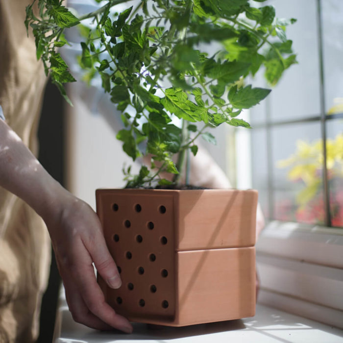 This vertical planter makes a statement in your natural interior, for a welcoming and restorative atmosphere. Achieve a botanical style that's long lasting and easy to care for. An ideal interior living wall kit consisting of just the right number of terracotta planters and frames for your space. There are several kits to choose from, and you can buy separates to grow your garden further. This modular living wall system lets you customise the look, with a choice of kits to suit the space and style of your room (S-XL). There's so much potential to design your perfect layout! Water your vertical horticulture garden from the top of each terracotta planter, through the specially designed holes. The slope to prevents overflowing. The natural terracotta planters and frames are made to be visible, with a beautiful design, texture and quality. The frames are stylishly made from powder coated steel. Reconnect your home interior with nature with a vertical living wall; your mind and body will thank you for it. Bringing nature into our home for wellness called biophilic interiors. Create a vertical living kitchen garden with tomato plants, herbs or other beautiful foliage. These beautiful terracotta planters and frames are made in the UK with passion, expertise and precision.