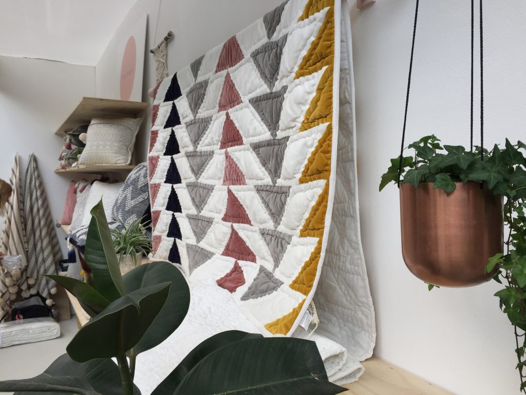 A treat for House & Garden festival: Projekti Tyyny patchwork quilt, cushions and throws. Designed by the lovely Finnish Nora Nilsson in Dorset, handmade in India. 100% cotton.