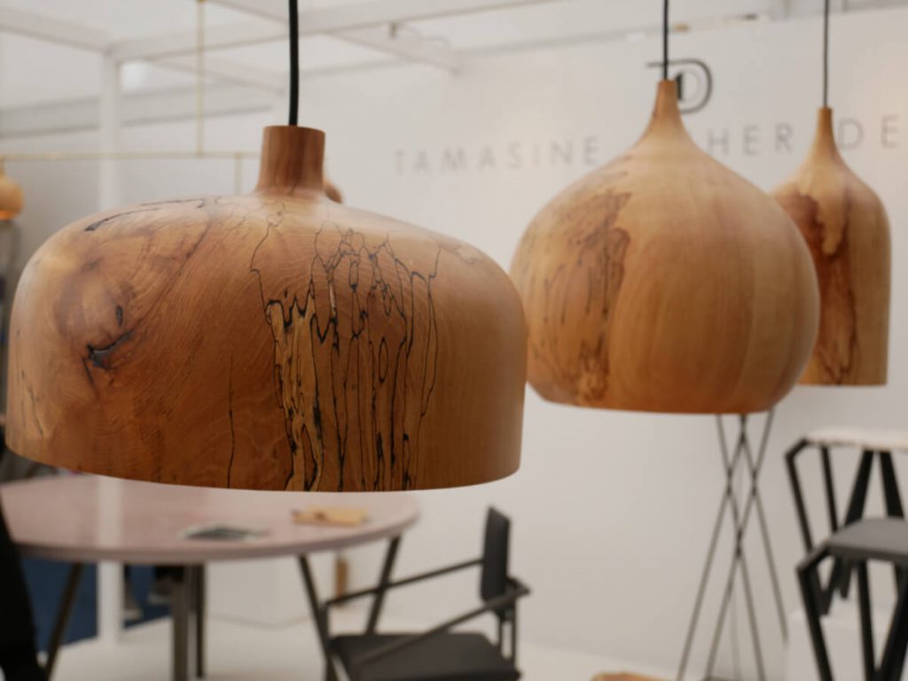 Beautifully tactile lamps and furniture in natural materials, by Tamasine Osher at London Design Festival.
