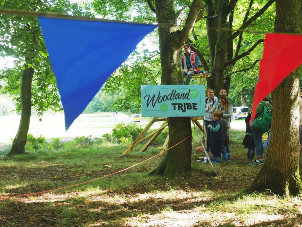 Kid built wooden playgrounds by children, for children, at Into The Trees family festival.