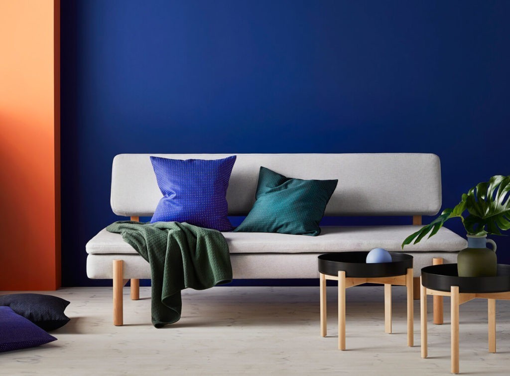 IKEA HAY collection YPPERLIG Sleeper sofa, coffee table, vase