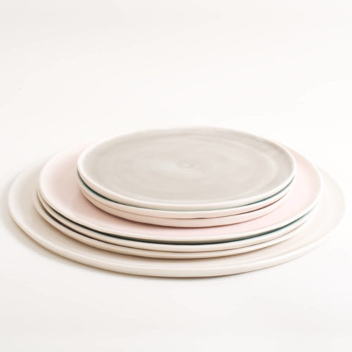 Handmade porcelain pastel plates, mix and match, available in 3 sizes 5 colours. Hand thrown in England, dishwasher safe. These look great as part of a mix and match set. For every day dining and entertaining.