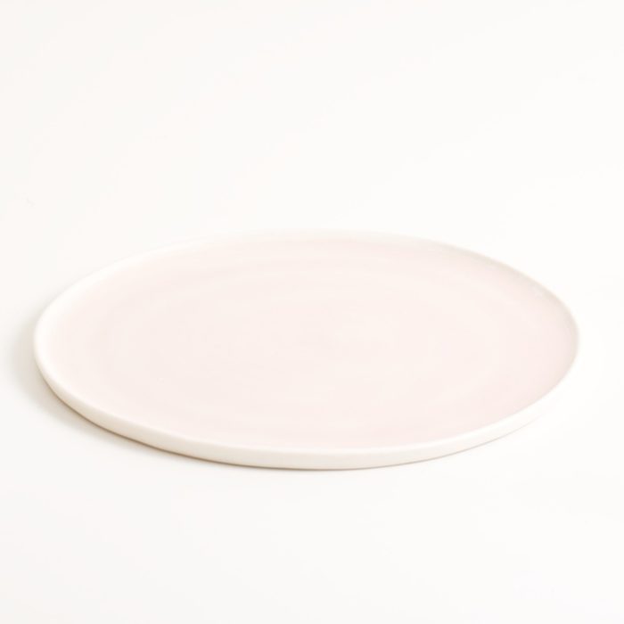 Handmade pink small porcelain plate Linda Bloomfield. Made in 3 sizes 5 colours. Hand thrown in England, dishwasher safe. These look great as part of a mix and match set. For every day dining and entertaining.