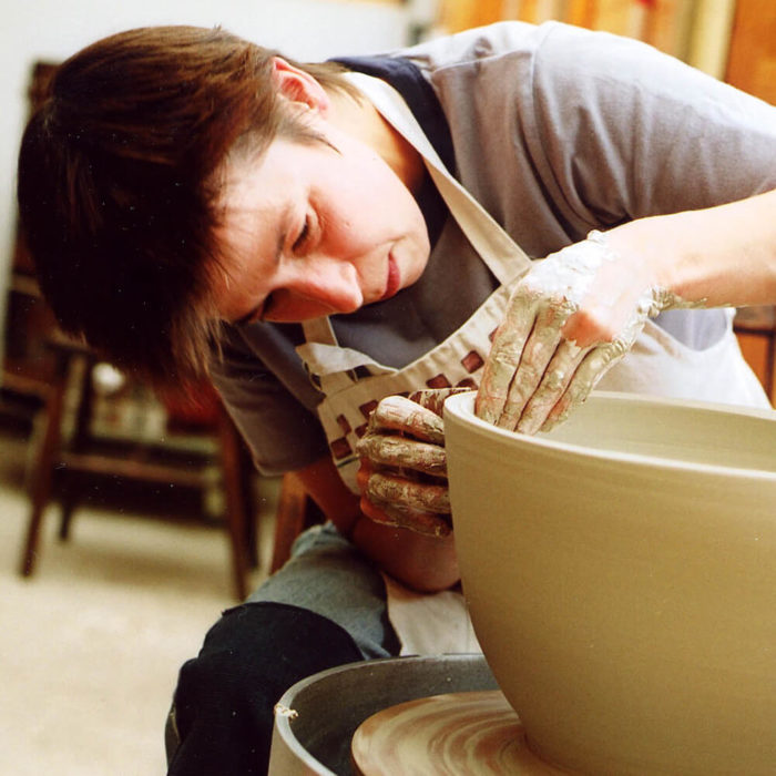 Linda Bloomfield on her Potters Wheel in West London