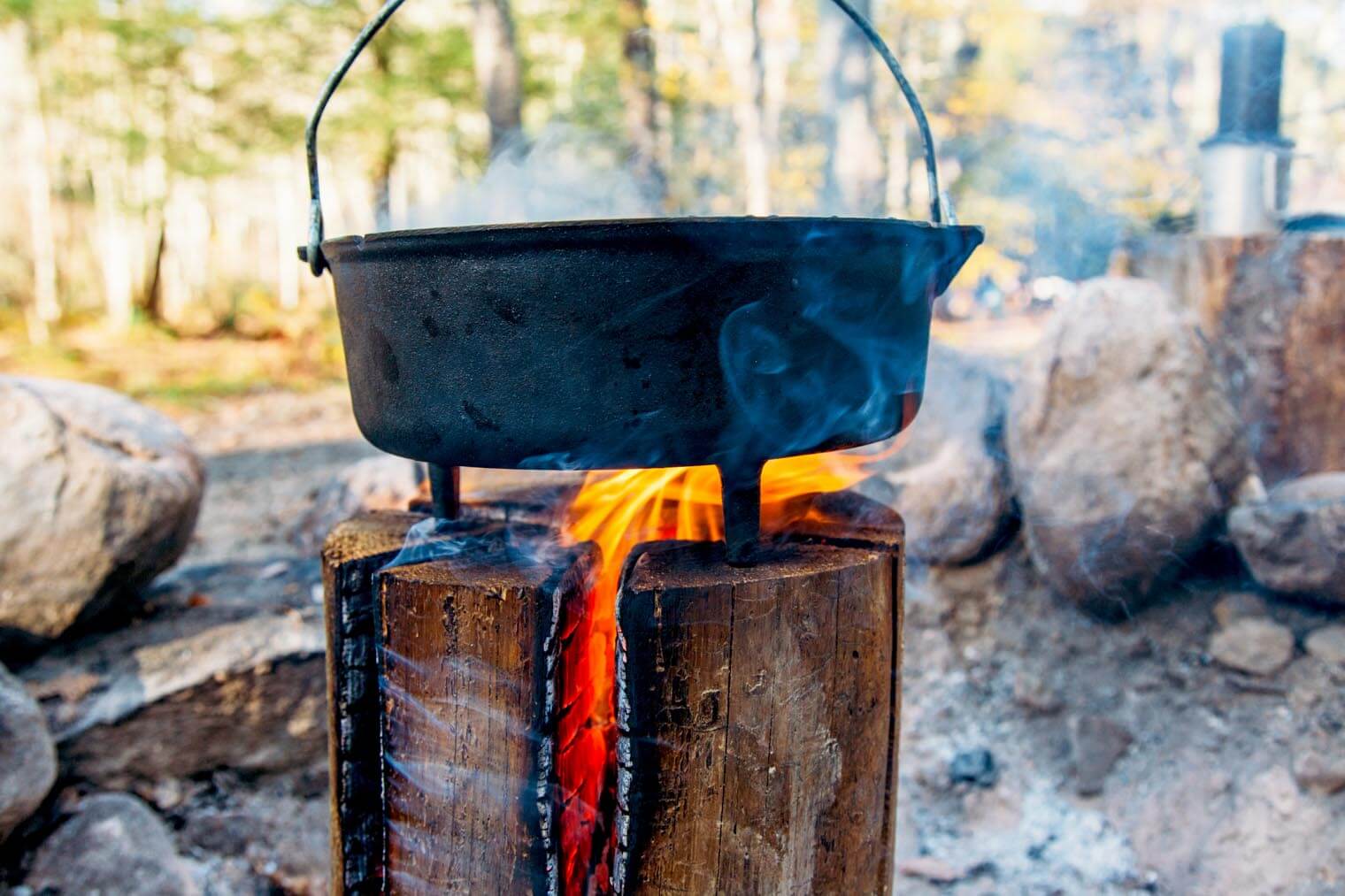 The Swedish log is quick to light, gives off lots of warmth, lasts for many hours and you can cook on it straight away