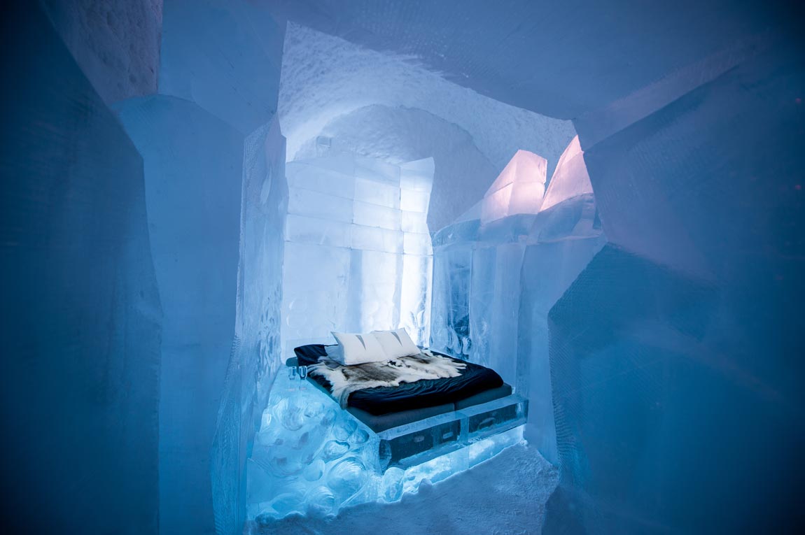 labyrinth design at Icehotel Sweden, where you can see northern lights