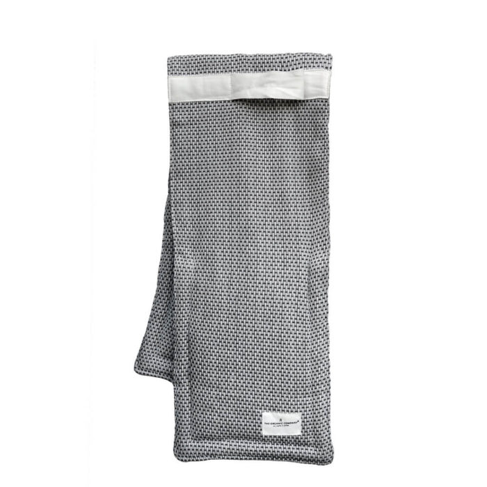Light grey double oven gloves by The Organic Company. Designed in Denmark, ethically produced in India, sold in the UK by Chalk & Moss.