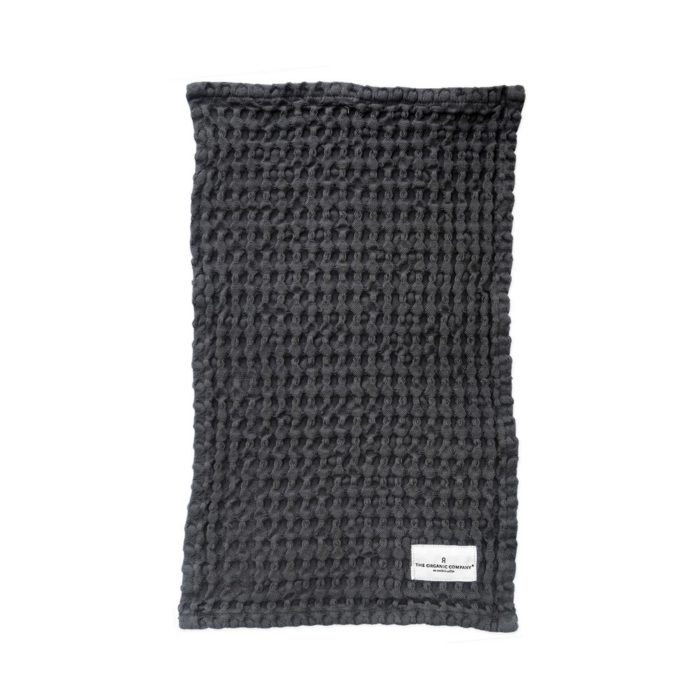 Big waffle kitchen and wash cloth in dark grey. 40x25cm. Danish design by The Organic Company, on Chalk & Moss. Ethically made in India.