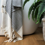 Lutti hammam towel in black on chalkandmoss.com. Design by Luks Linen, made ethically in Turkey using 100% natural cotton.