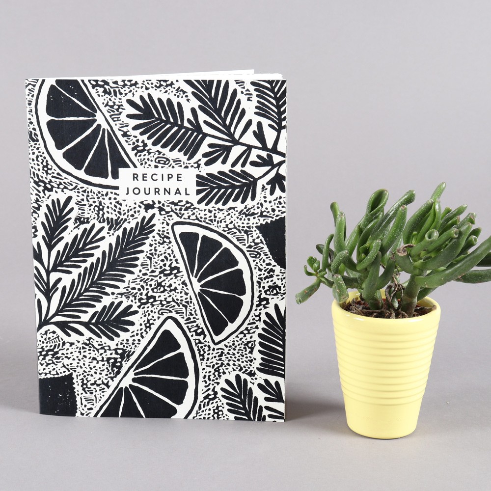 Recipe journal with 52 pages, each with space for notes, ingredients and steps. Botanical cover design. 22 x 16cm (A5). By Wald, sold on Chalk & Moss (chalkandmoss.com).