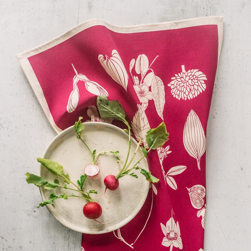 Botanical tea towel - summer leaf design - Chalk & Moss