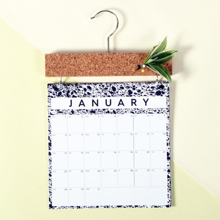 Year calendar 2019 with pinboard for cards, reminders and notes. Monochrome month to view design, to help you stay organised this year. With a month to view, this wall calendar is the perfect size for singles and couples: W23cm x H37cm x D2cm. Responsibly made from 280gsm FSC certified paper and refill pages are available year on year. The design uses scanned magnified materials of cork, sponge and marble. Made from 280gsm FSC certified paper. Also available in XL format for families.