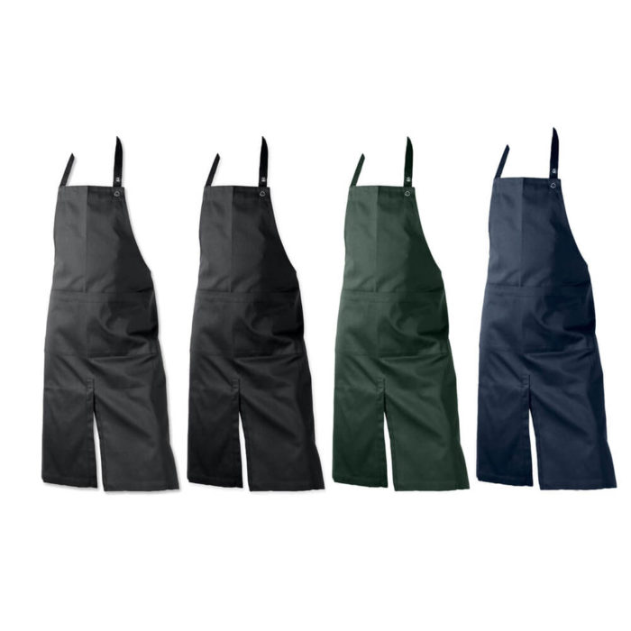 Stylish work apron with pockets, for the kitchen, cafe or shop? Then this sturdy work apron with two large, wide pockets is for you! Organic cotton, 80 x 95cm. Choose from 4 colours - black, dark blue, dark green and dark grey.