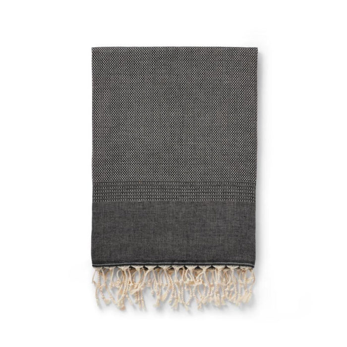 Ekin throw - cotton & wool blend blanket for colder climates. Available in slate, grey and black. Seen here in black.