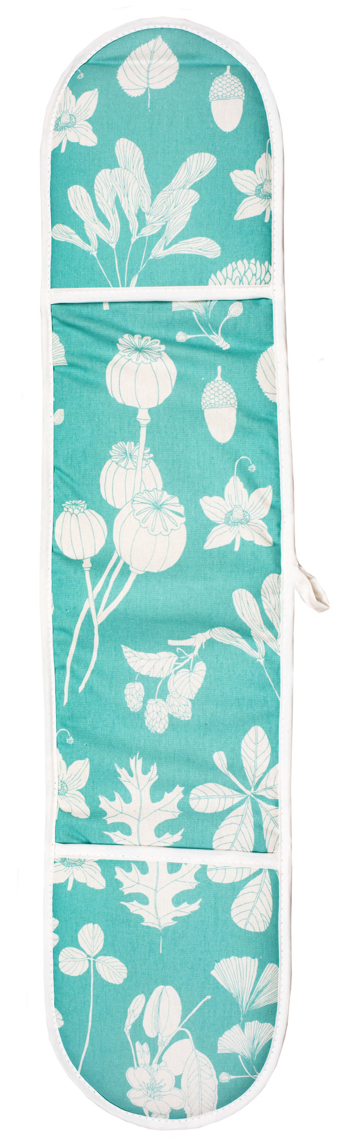 Do you want some colourful style in your kitchen, while keeping your hands safe? Turquoise oven gloves in heat-resistant padded cotton. Designed and made in the UK. 80 x 20cm